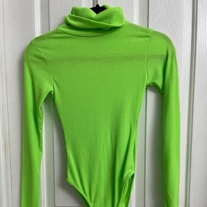 Long sleeve neon green bodysuit